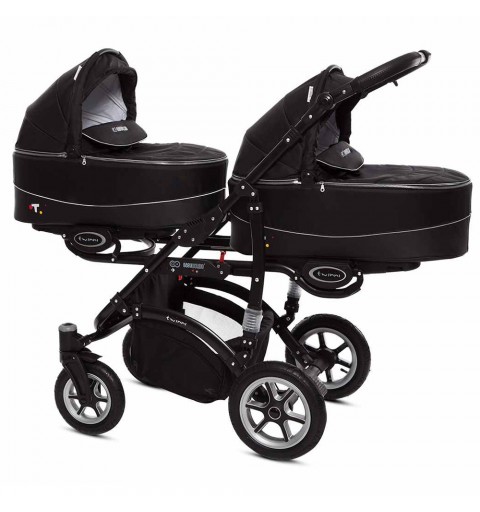 Babyactive Twinni Black - wózek wielofunkcyjny, zestaw 2w1 z opcją 3w1 i 4w1 | 07 Black